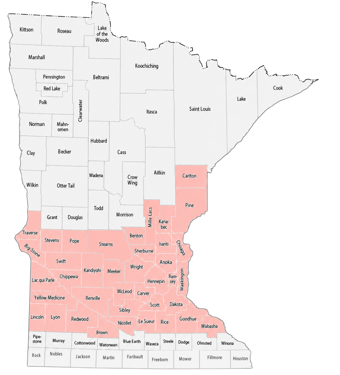 MN Service Area Map