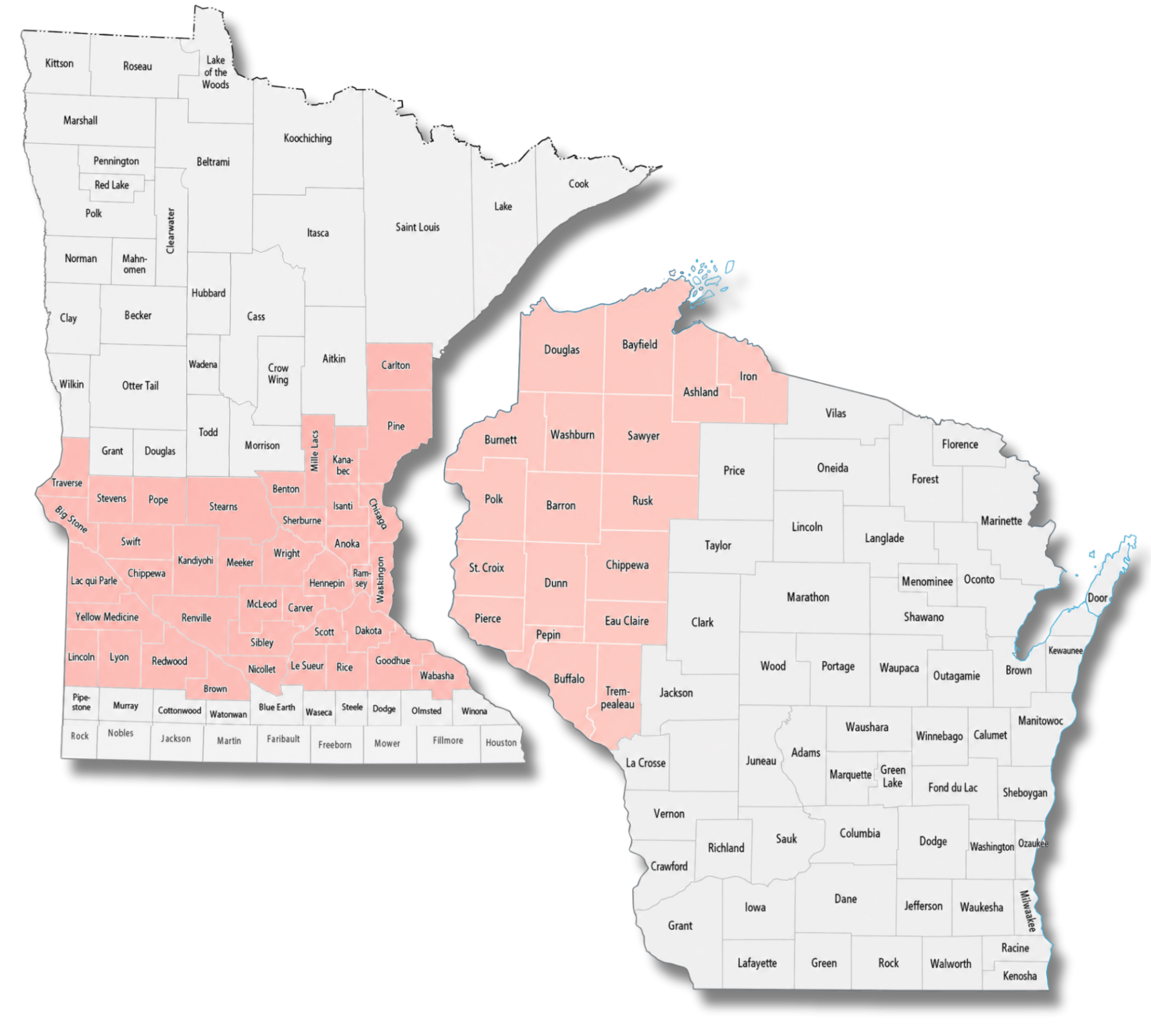 MN & WI Service Area Map